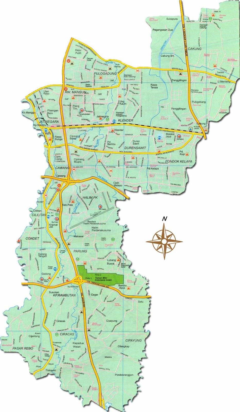 bản đồ, Jakarta, được lengkap